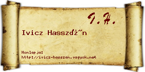 Ivicz Hasszán névjegykártya